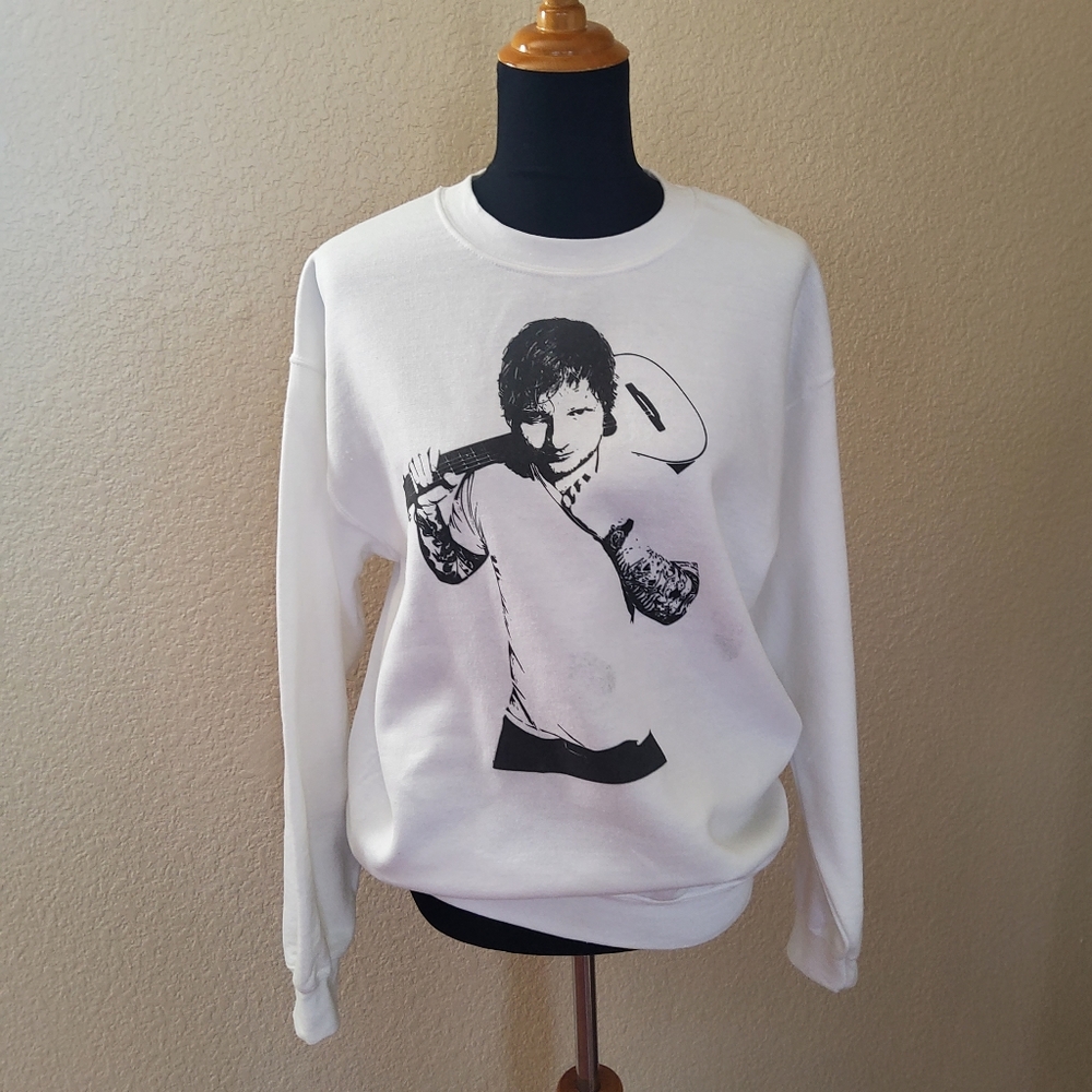 Gildan Ed Sheeran Sweatshirt M White New